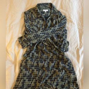 Equipment black & green silk dress | Size L Black Green